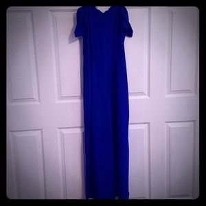 Cobalt Blue Cold ShoulderMonteau Wide Leg Jumsuit